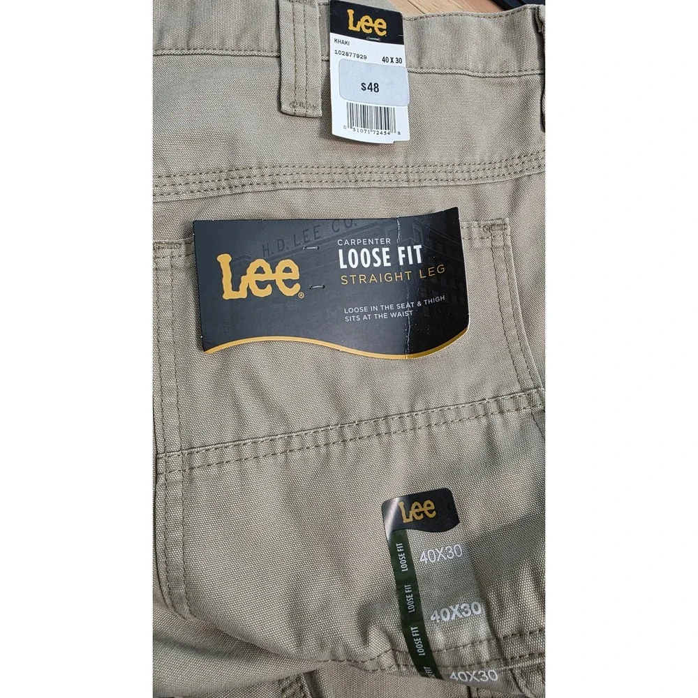 Lee Men's Carpenter Pants Loose Fit Straight Leg Khaki Tan 40x30 NWT